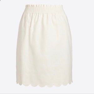 J. Crew White Linen Scalloped Bottom Elastic Skirt